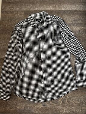 H&M Black and White Gingham Button-Down Shirt for Men